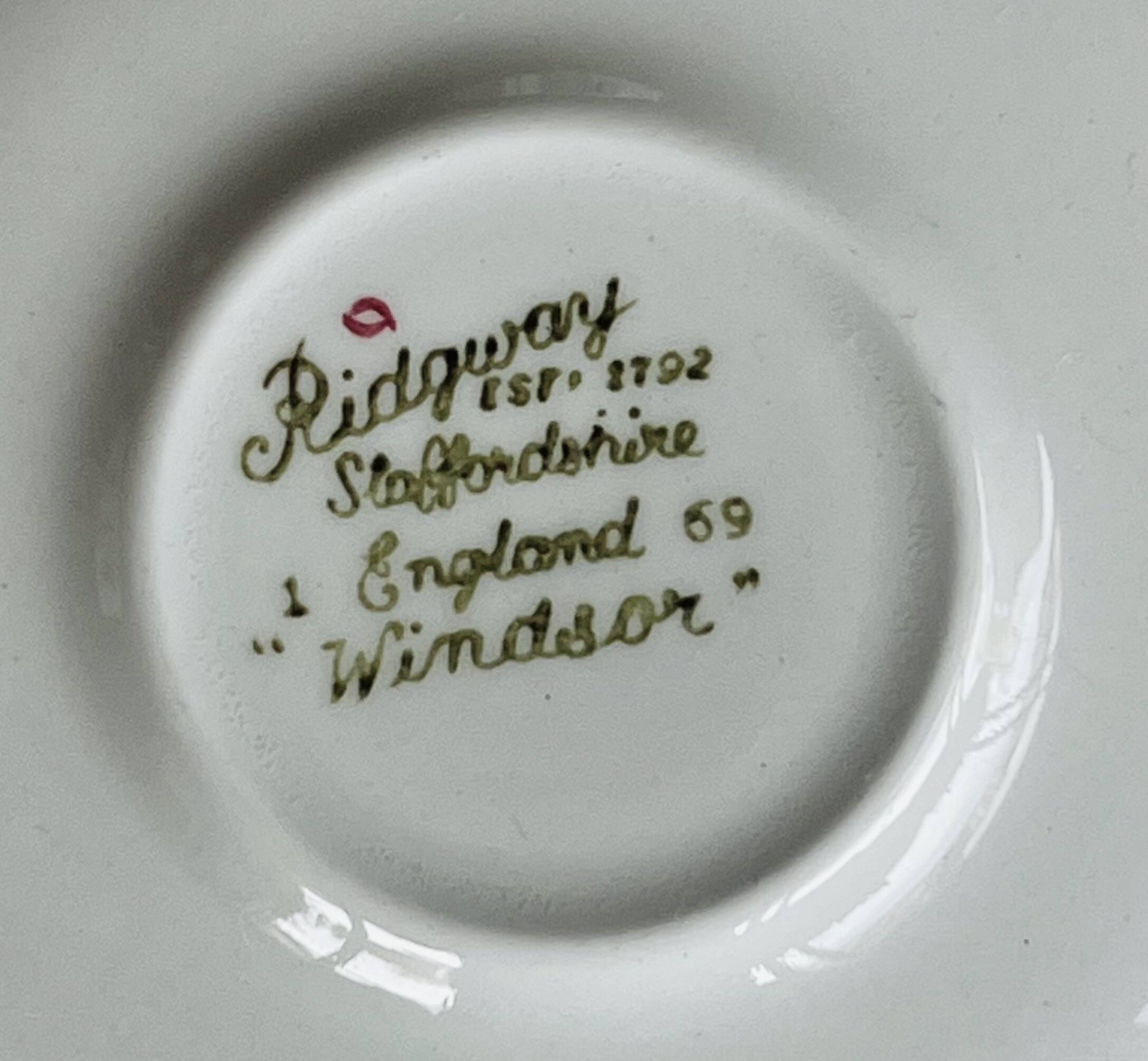 6 Ridgway Staffordshire Windsor teacups and saucers