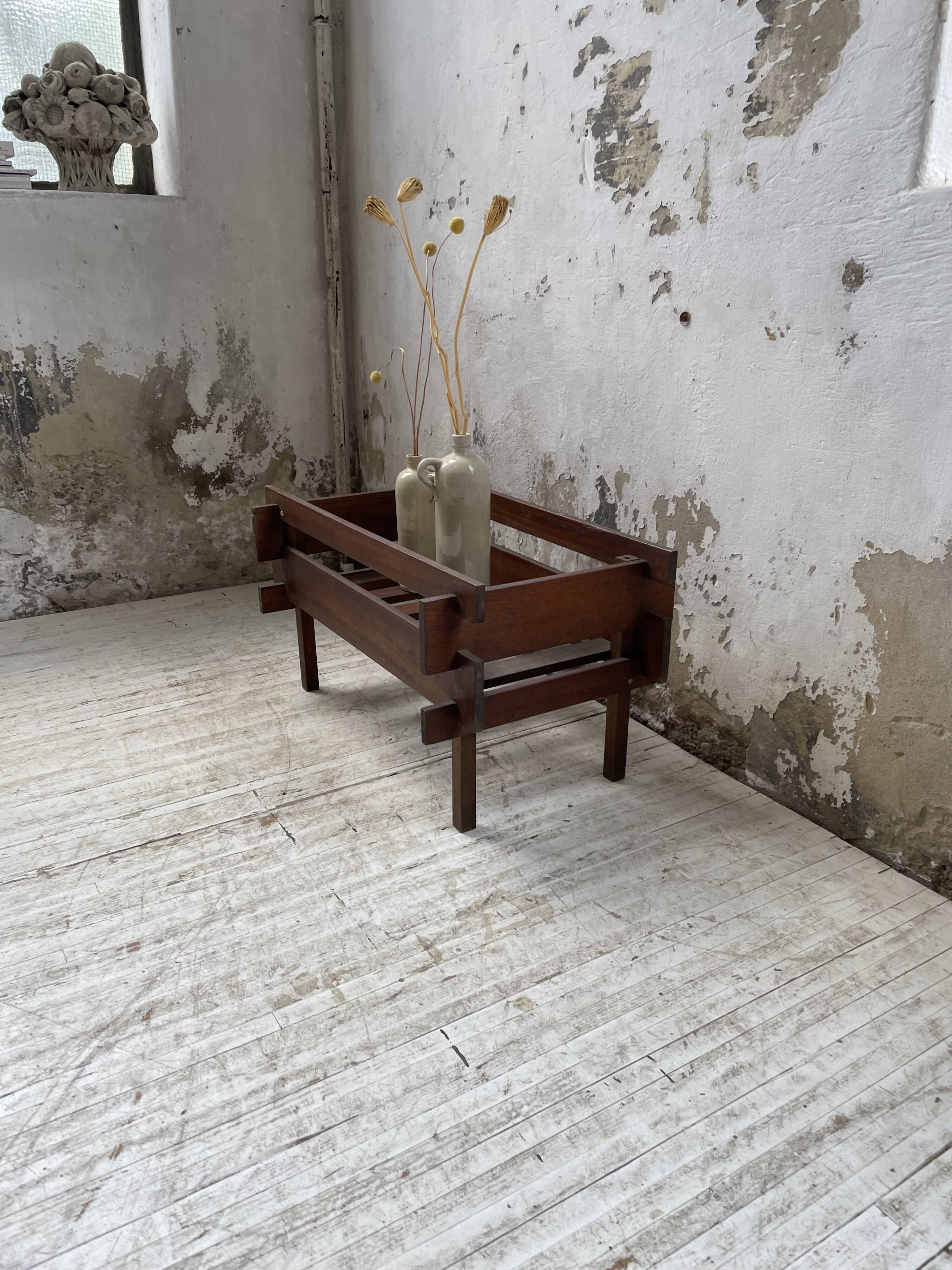 Small modernist oak planter from the 1950s