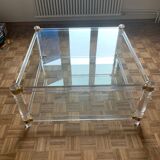 Glass and plexiglass coffee table 1980s