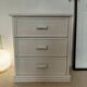 Vintage cane chest of drawers with 3 drawers - white patinated wood - seaside spirit