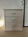 Commode vintage cannage 3 tirois-bois patiné blanc-esprit bord de mer