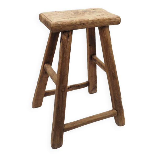 Tabouret rectangle en orme brut — Beyit