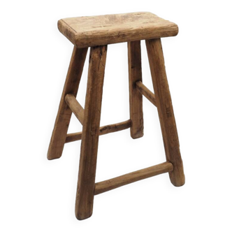 Rectangular stool in raw elm