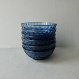 6 blue glass bowls from the 70s