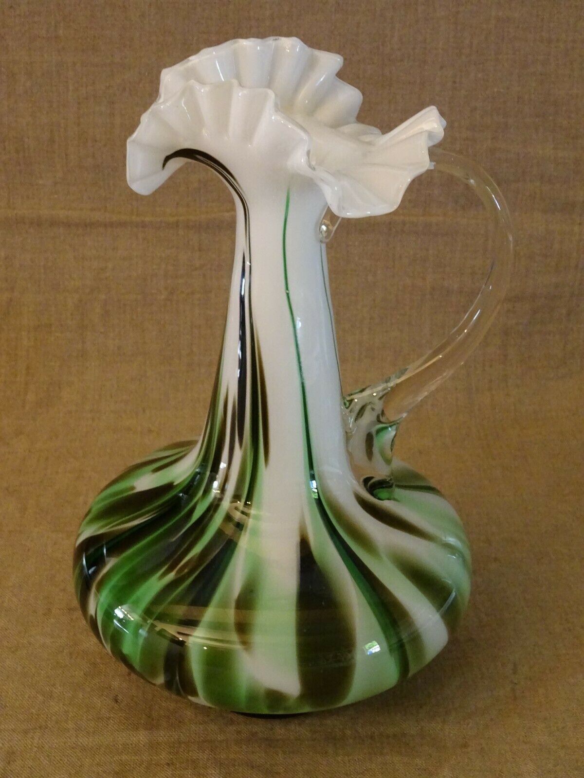 Murano scalloped colored glass decanter