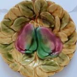 Set of 6 plates barbotine de sarreguemines france fruit decoration