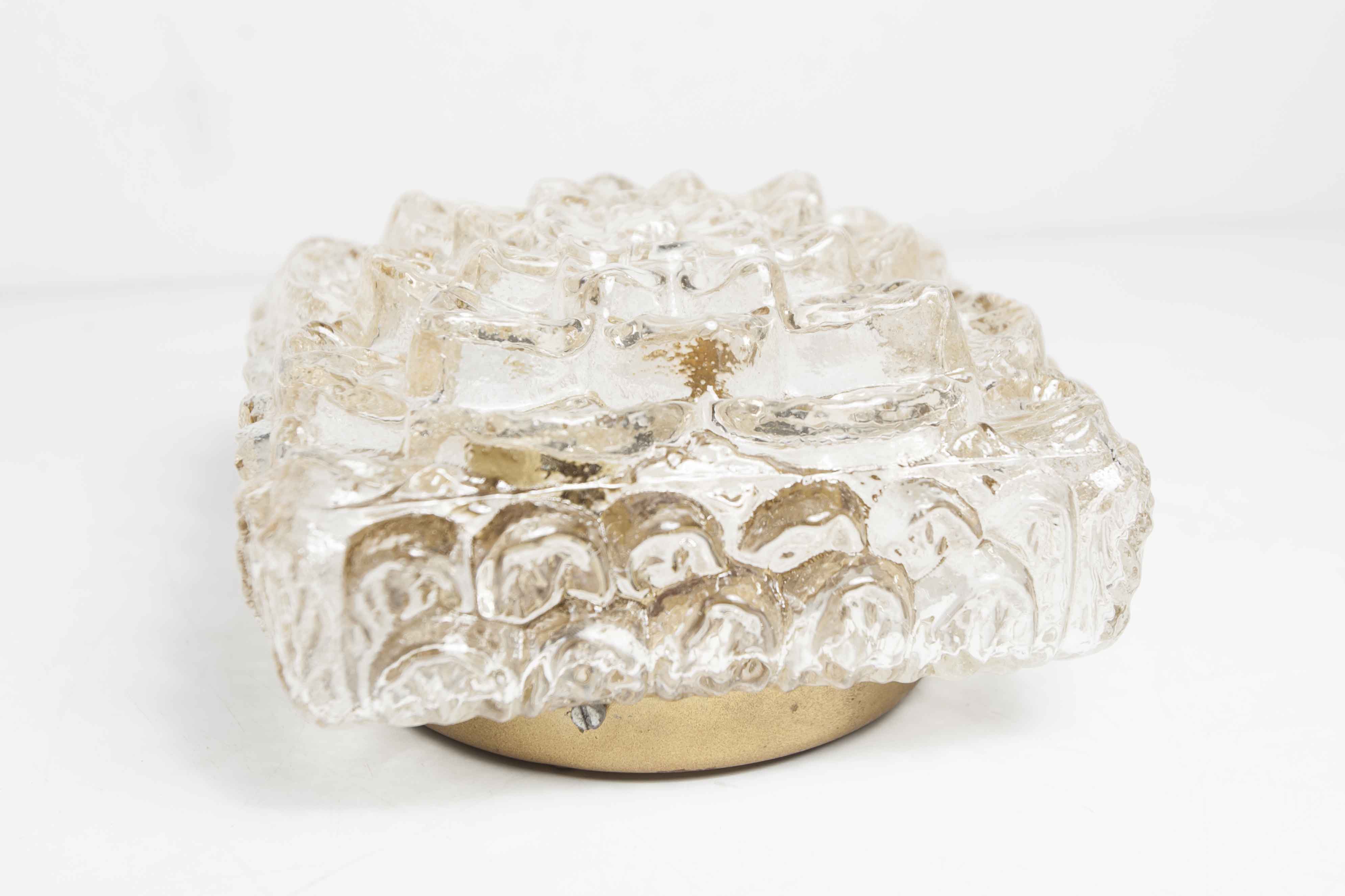 Gold floral glass ceiling light 1960