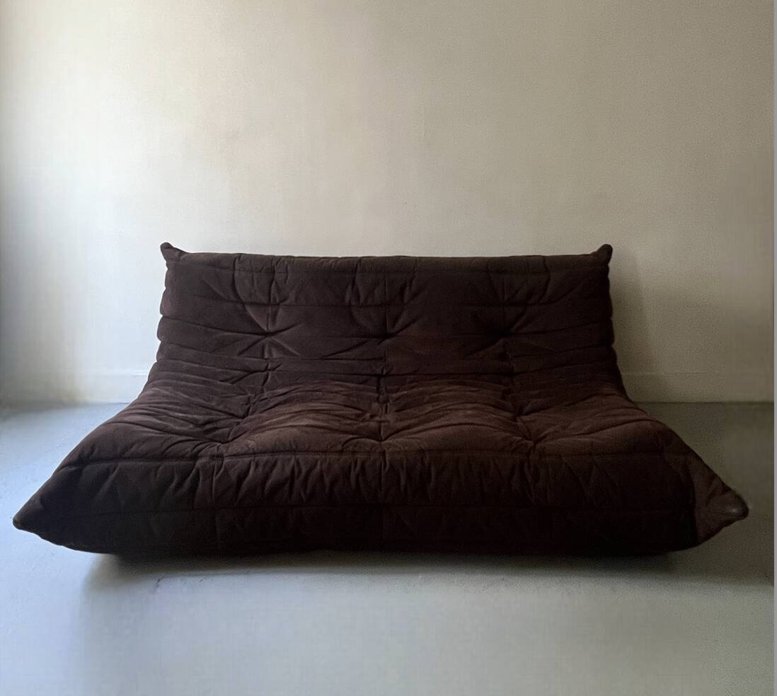 Togo 3-seater sofa in brown alcantara suede, Ligne Roset