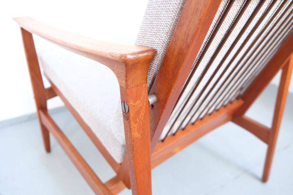 Vintage Thonet teak armchair, retro 1960s–70s style.