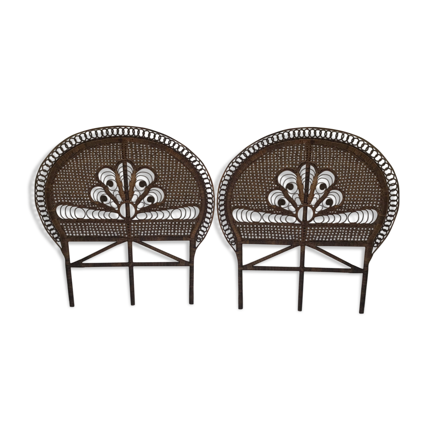 Pair of rattan and canning bed head