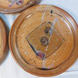 Set of 8 vintage dessert plates in enamelled stoneware signed MALI