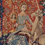 Tapisserie au point de croix vintage « La Dame à la Licorne », reproduction médiévale