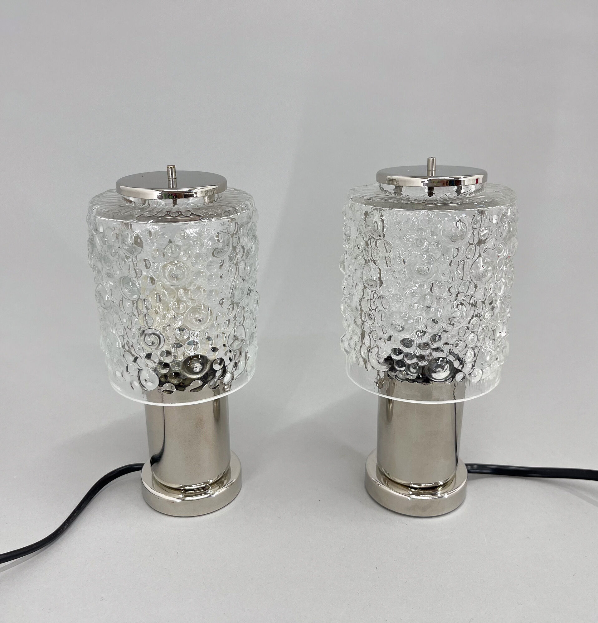 Pair of Mid-Century Chrome Table  Lamps, Kamenicky Senov, 1960's