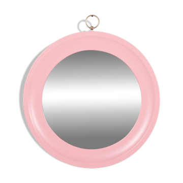 Italian pink mirror in the style of Artemide, 1970s