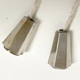 Pair of Scandinavian Wall Lights - Opaline Brass Wood - 50's 60's