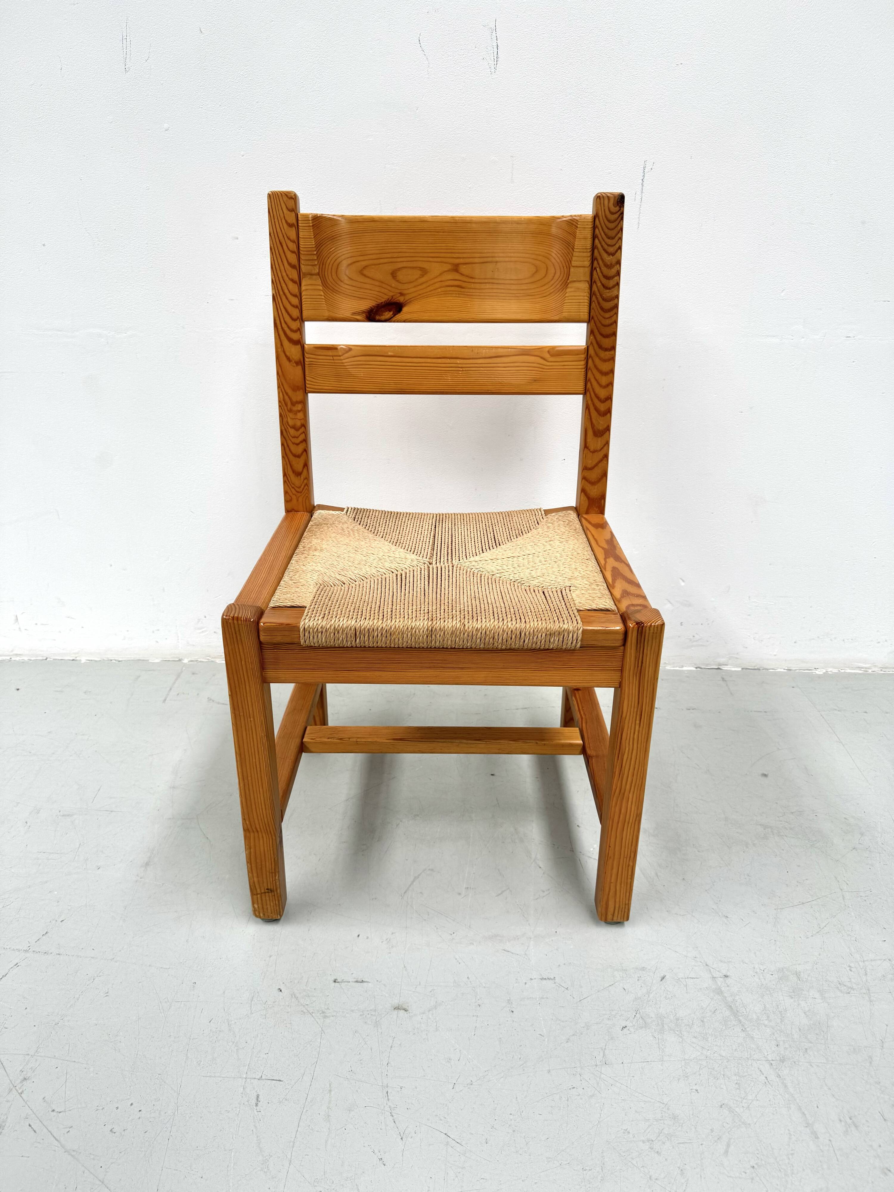 Chaises danoises vintage en pin avec corde en papier par TP Design pour Gm Møbler, années 1970, lot de 6