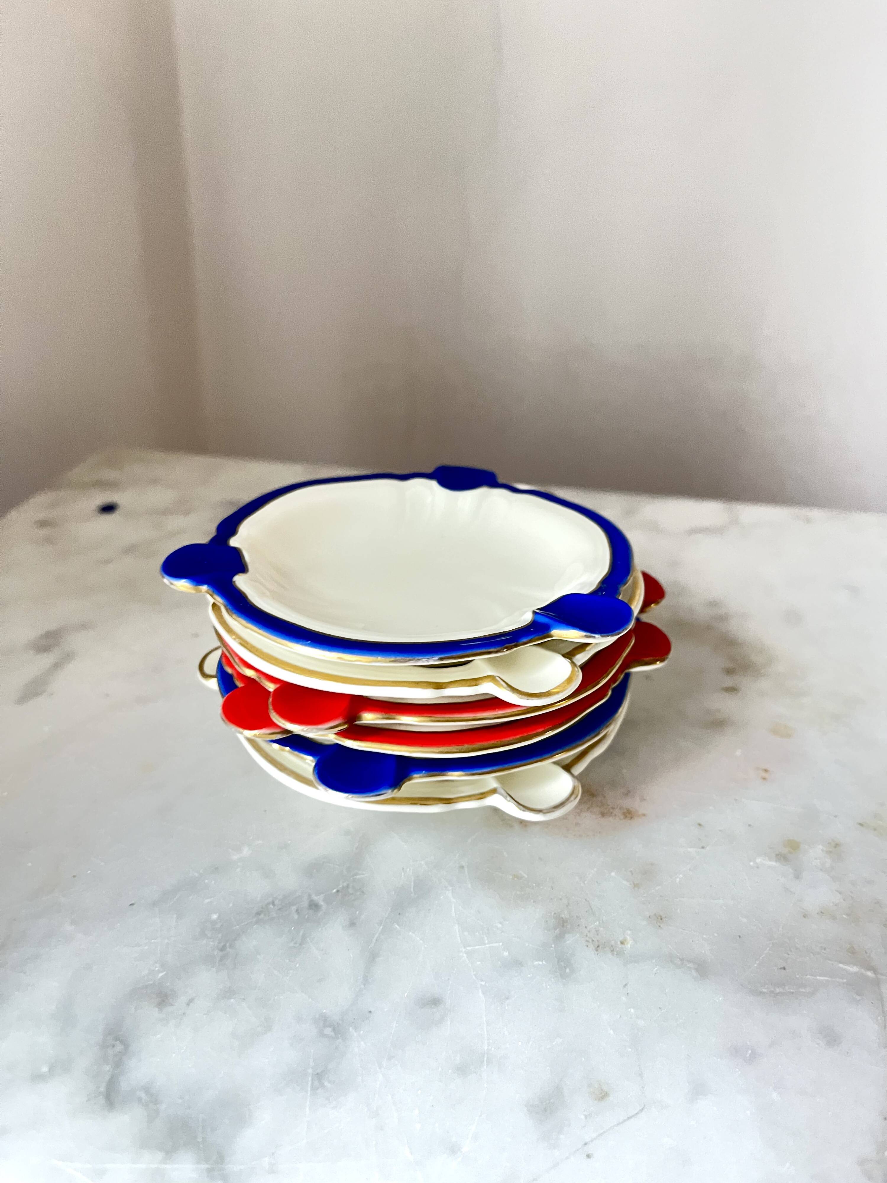 Cendrier en céramique vintage Rosenthal Elfenbein Kronach, série Miramar avec rouge