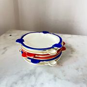 Cendrier en céramique vintage Rosenthal Elfenbein Kronach, série Miramar avec rouge