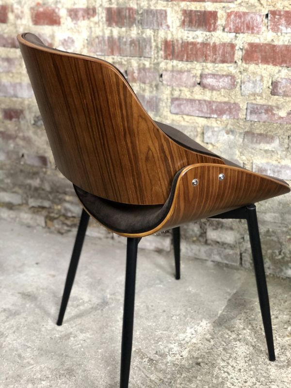 Chaises (lot de 6) scandinaves en bois et velours années 2000