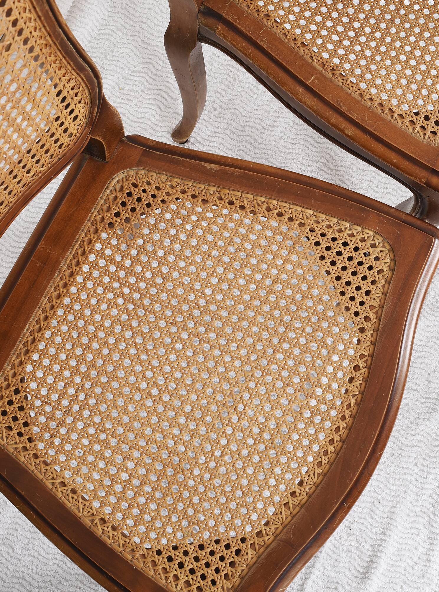 Series of 5 cane chairs, backs and seats, Louis XV style