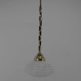 Suspension Art Nouveau en laiton et verre opalin, années 1920