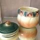 Tobacco pot or empty pocket in slip floral decoration digoin