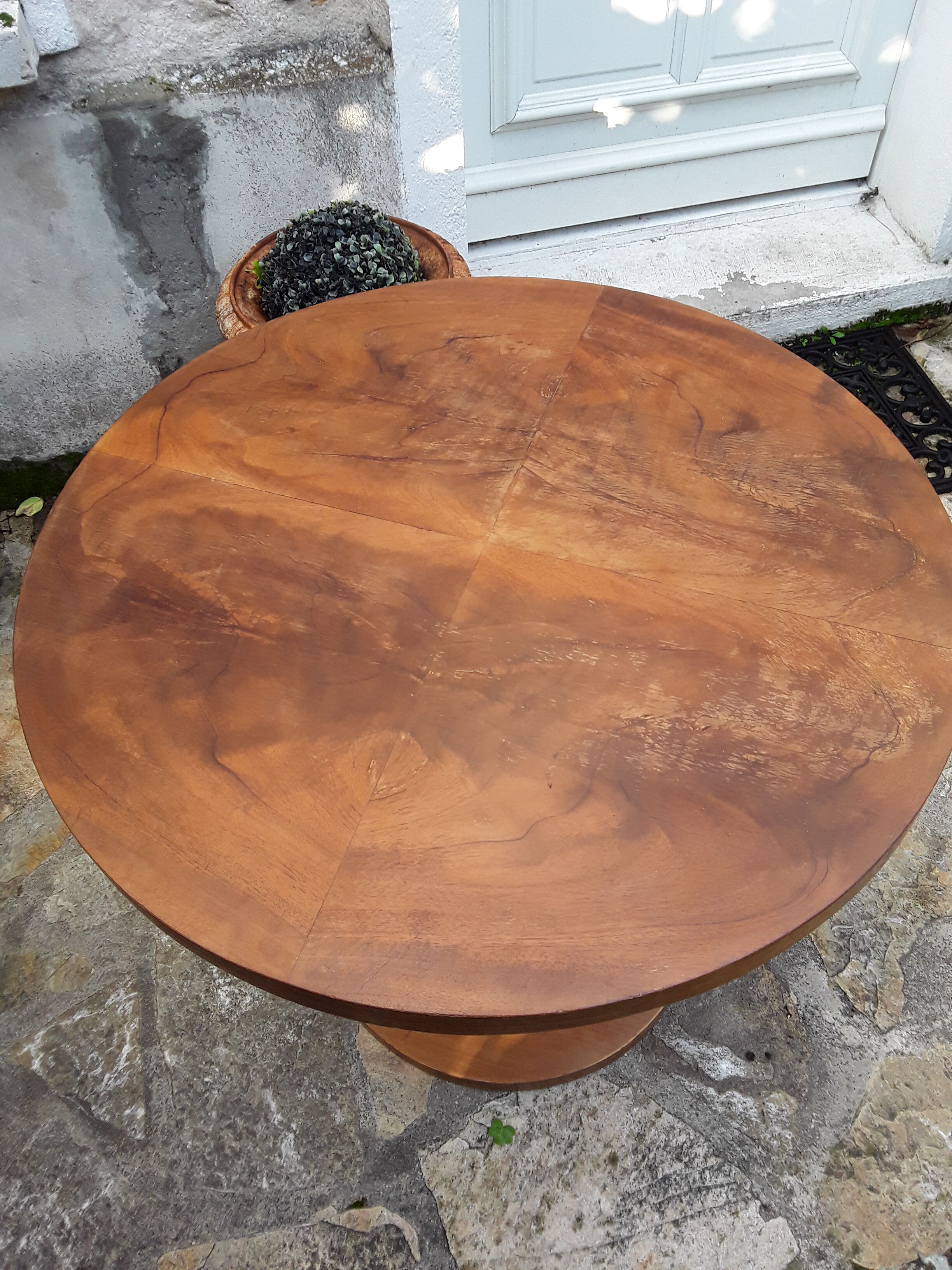 Round bistro table in vintage wood