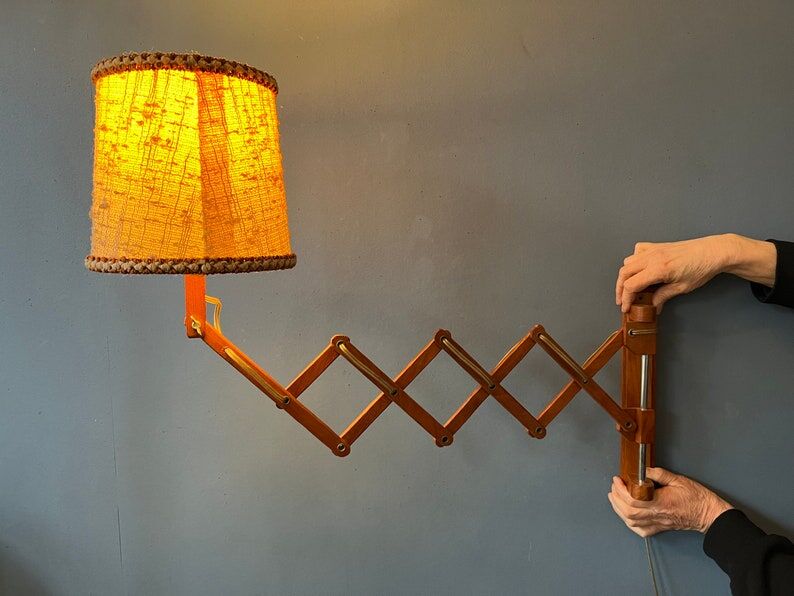 Vintage wooden scissors lamp