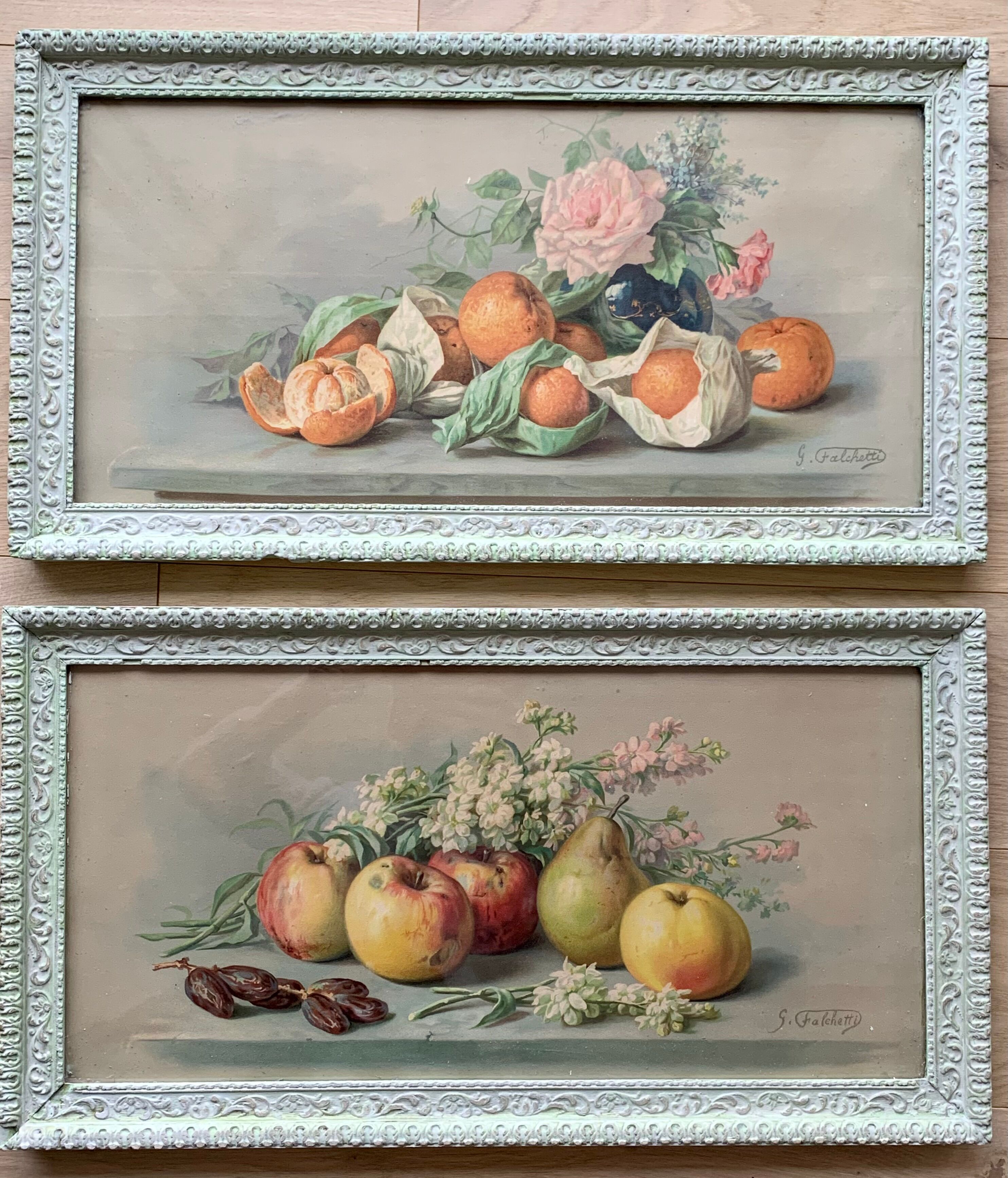 Paire de chromolithographies anciennes natures morte 1930/40