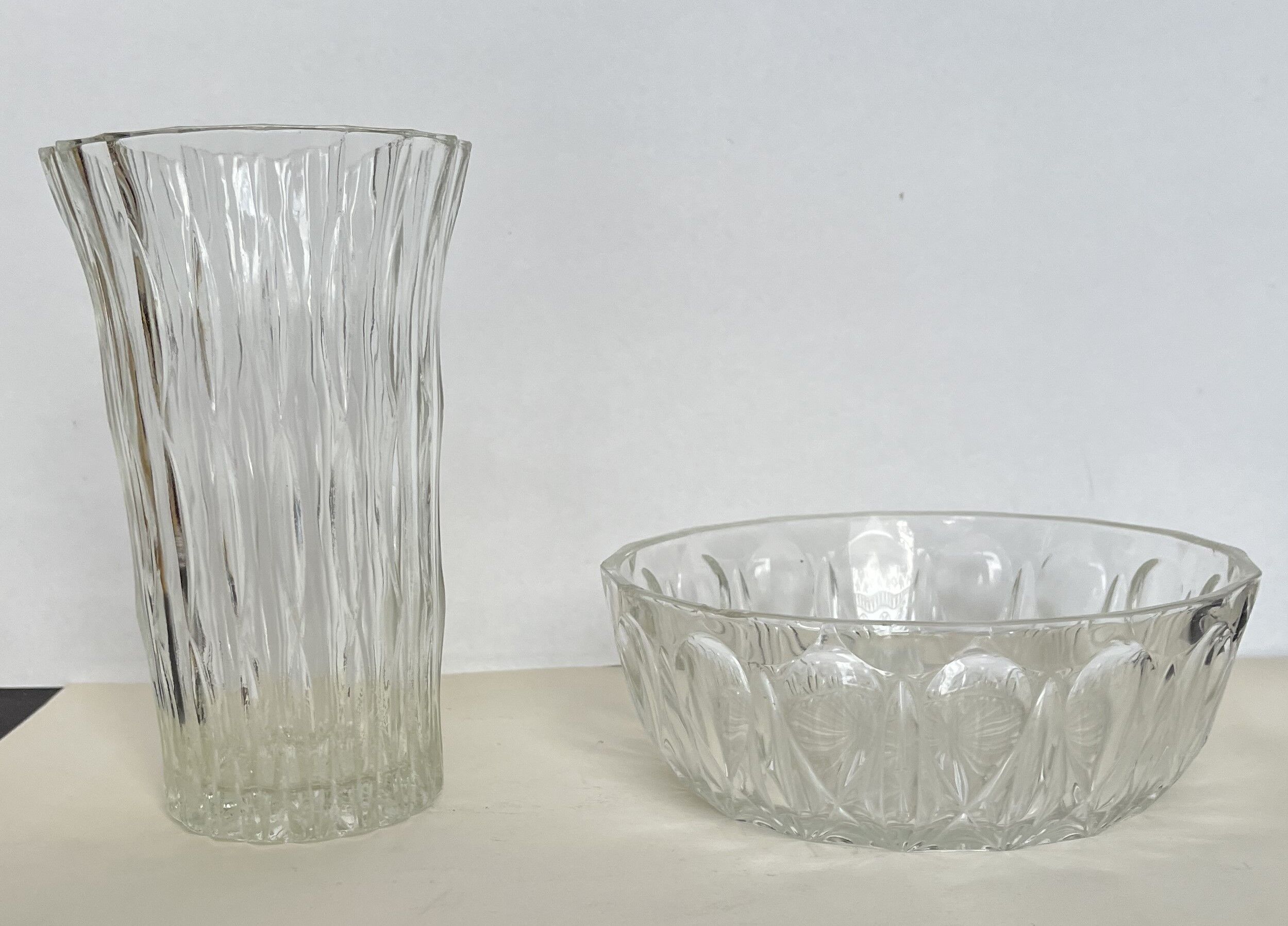 Cup and glass vase
