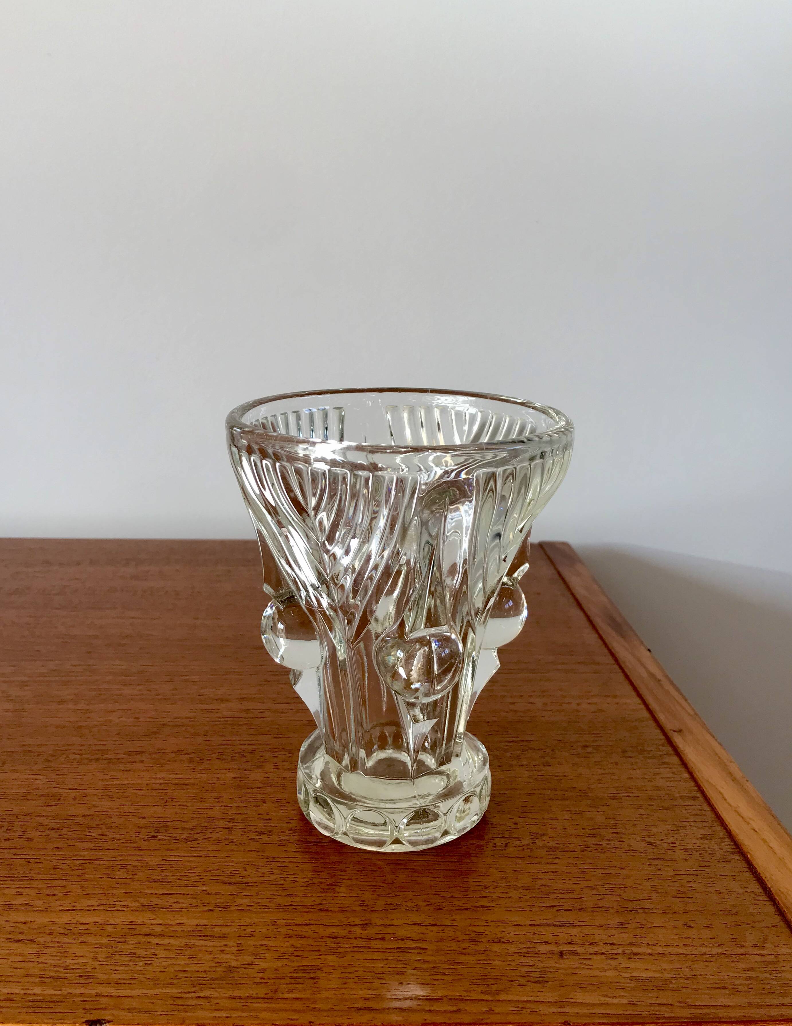 art deco bubble effect glass vase