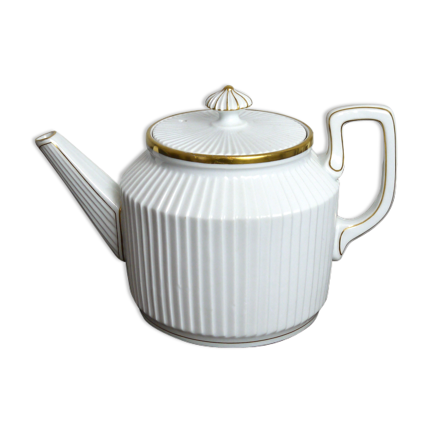 Théière blanc et or porcelaine de Mehun