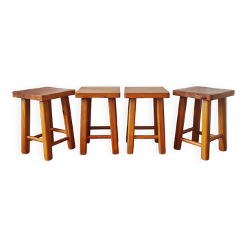 4 tabourets vintage 1970 style scandinave