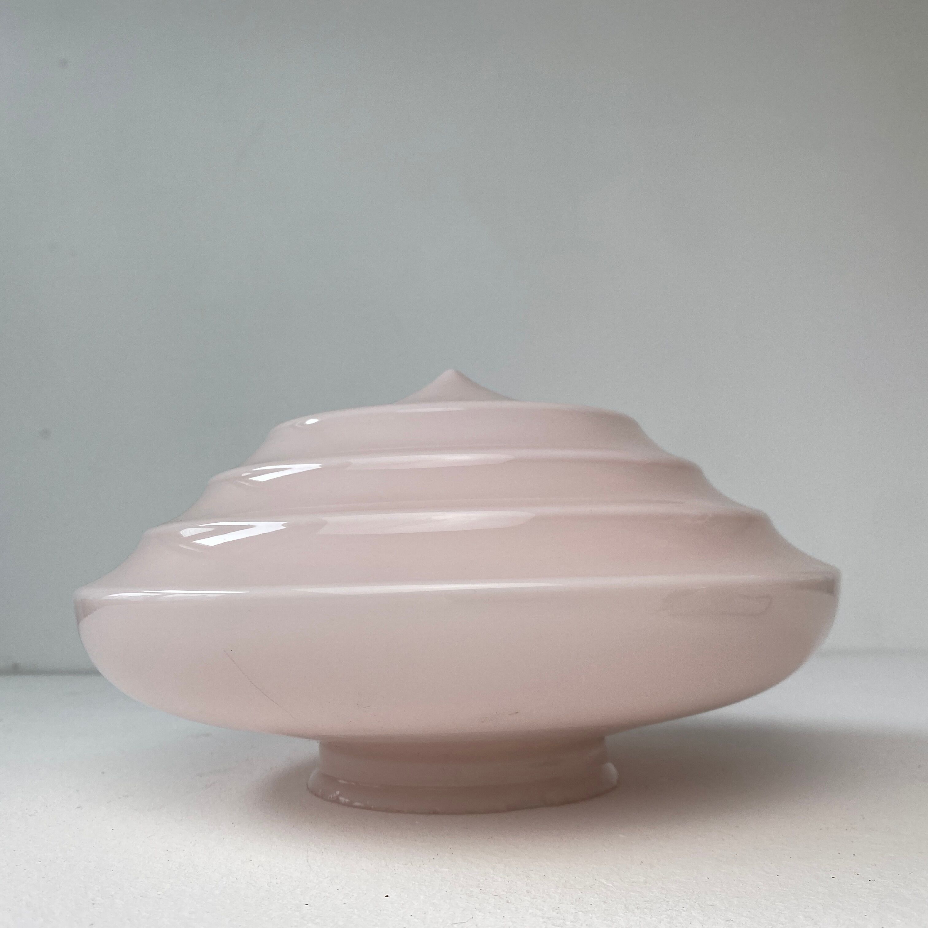 Old art-deco pendant lamp in pink opaline
