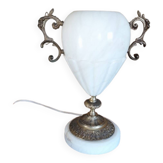 Old alabaster and bronze lamp