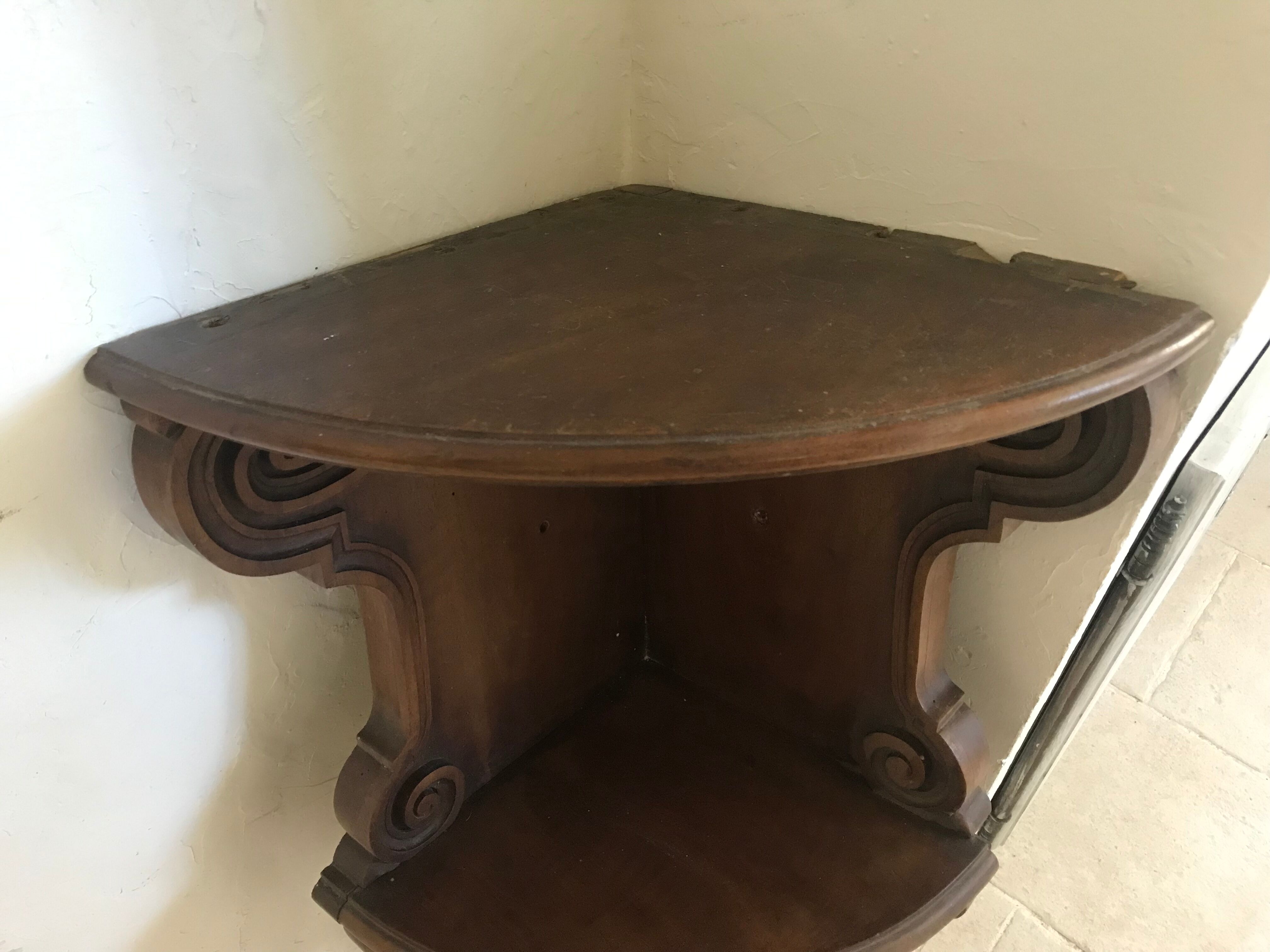 Old carved wooden shelf 75cm