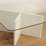 Wood and glass coffee table , France, circa 1980