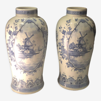 Pair of Dutch porcelain vases