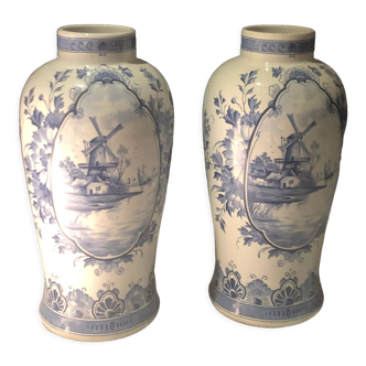 Pair of Dutch porcelain vases