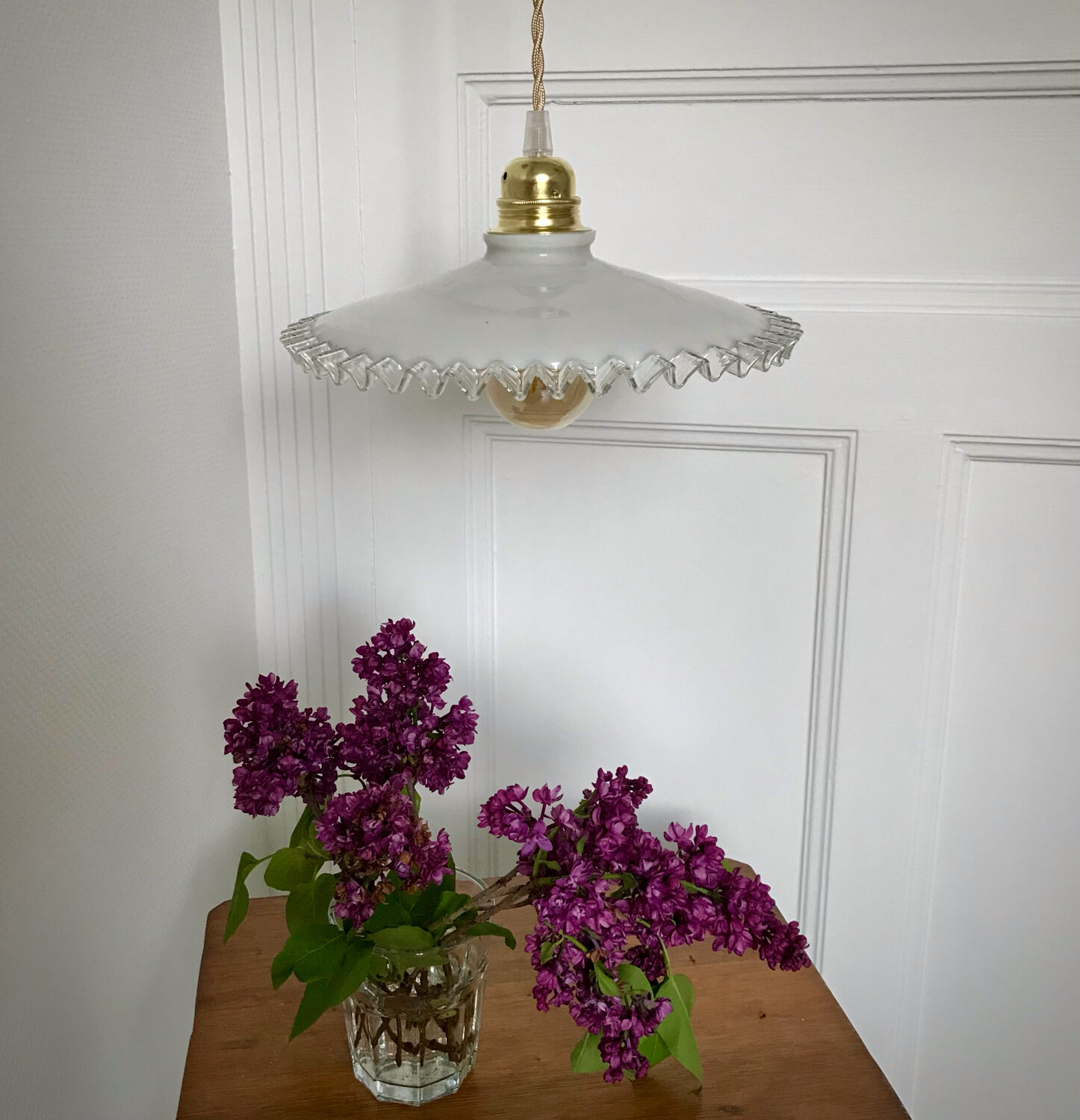 Vintage opaline pendant lamp