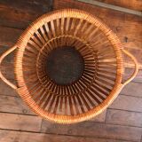 Wicker rattan paper basket 1960, 40 cm