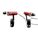 Pair of vintage red clamp spotlights from the 70s