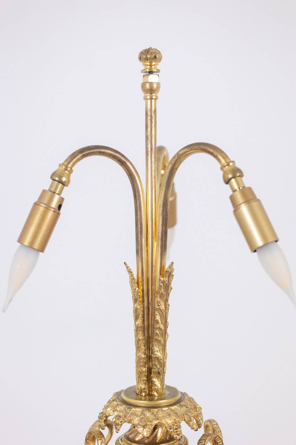 Pair of porcelain lamps decorated with bronze satyrs. Circa 1880.