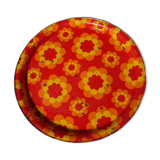 Plateau métallique à fleurs années 60