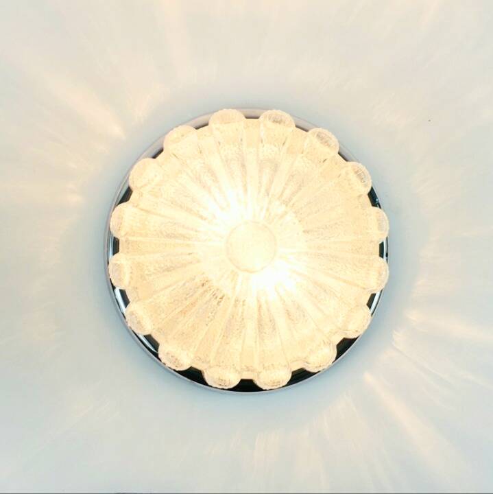 Large Mid Century Flower Shaped Glass Ceiling Light From Limburg, 1970s
