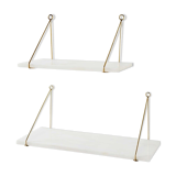 Lot of 2 marble and gold metal shelves