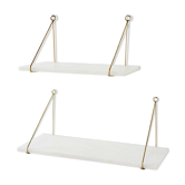 Lot of 2 marble and gold metal shelves