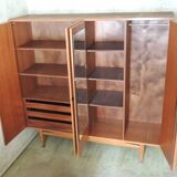 Vintage wardrobe signed Magnani Master cabinetmaker in teak and mahogany
