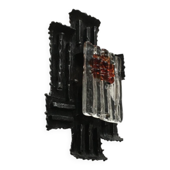 Lampe murale en fer forgé brutaliste italienne vintage par Albano Poli pour Poliarte, lot de 4