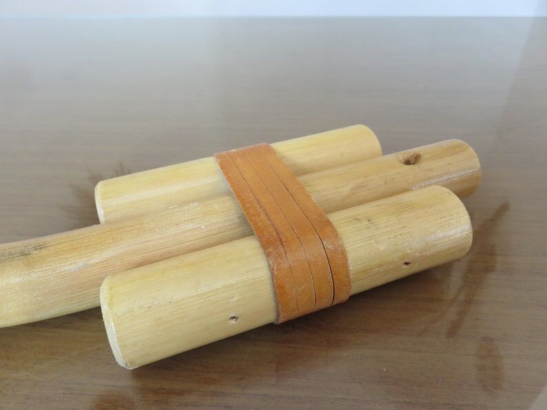 Wooden wall coat door hook with leather straps 60s 70s